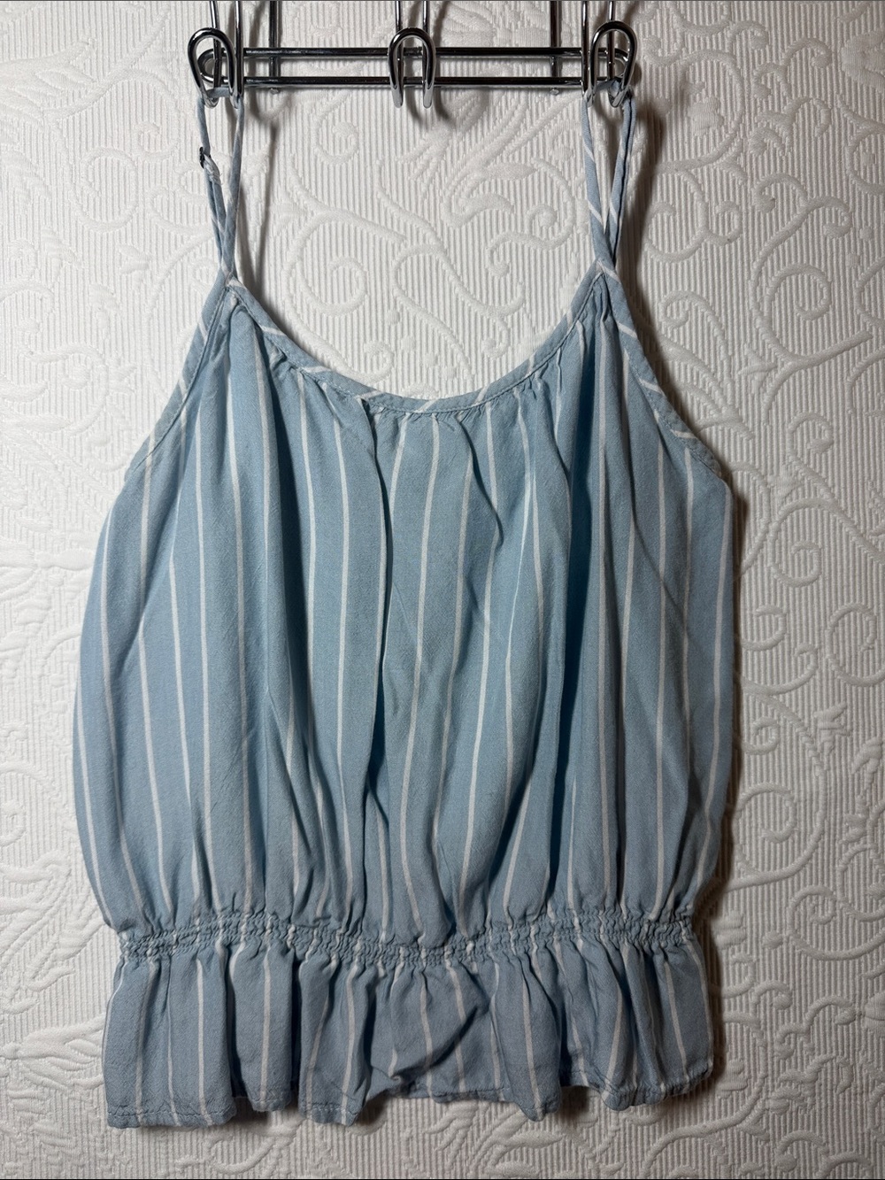 abercrombie kids Light Blue & White Striped Sleeveless Tank Adjustable Lined
